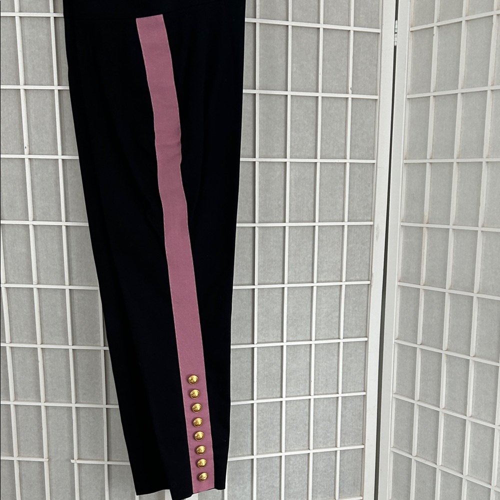 Dolce & Gabbana (vintage) Navy Pants with Pink Stripe and Gold Buttons
